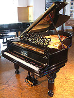 Antique Steinway Model B Grand Piano with a Black Case and Ornate Music Desk Antique Steinway Model B Grand Piano For Sale