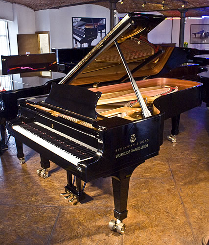 The ultimate, Steinway Model D concert grand piano with a black case. The jewel in Steinway's crown. Contact us for prices. Steinway Model D concert grand piano for sale.