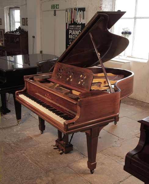 Bespoke 1903, Steinway Model O grand piano for sale with a polished, rosewood case and spade legs. The music desk has been custom-made featuring heart cut-outs. 