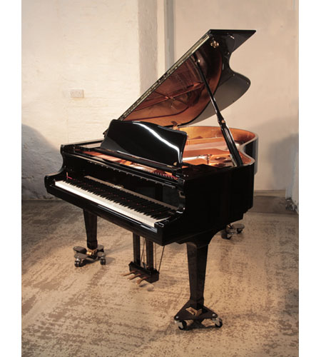 As new, 2024, Shigeru Kawai SK-2 grand piano for sale with a black gloss case. The flagship Japanese grand handcrafted by Kawai. Piano has an eighty-eight note keyboard and a three-pedal lyre. 
