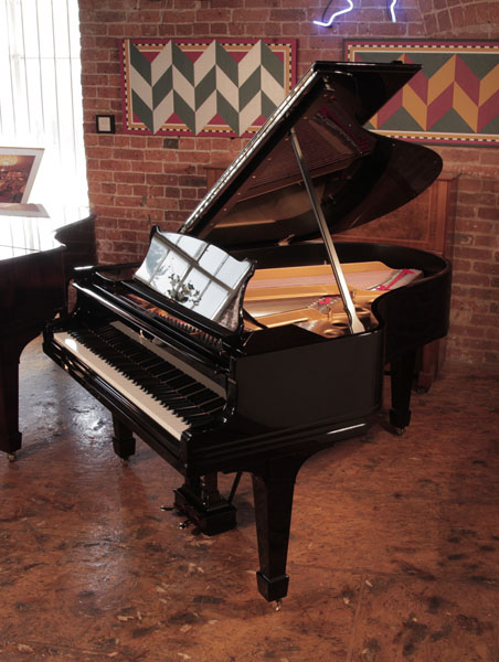 Rebuilt, 1911, Steinway Model O grand piano for sale with a black case and spade legs. Piano has been rebuilt in Germany by Steinway Academy trained technicians using 100% Steinway parts. Piano has an eighty-eight note keyboard and a two-pedal lyre.